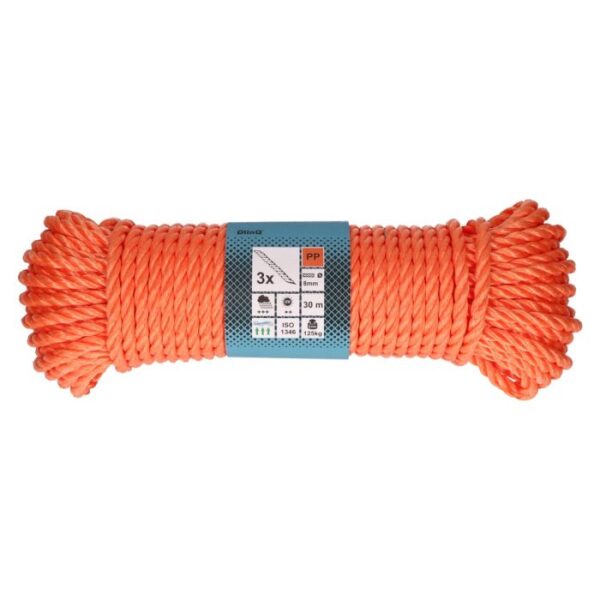 productafbeelding_1422_12.jpg QlinQ koord PP 8mm gedraaid oranje ISO 1346; rol 30 meter