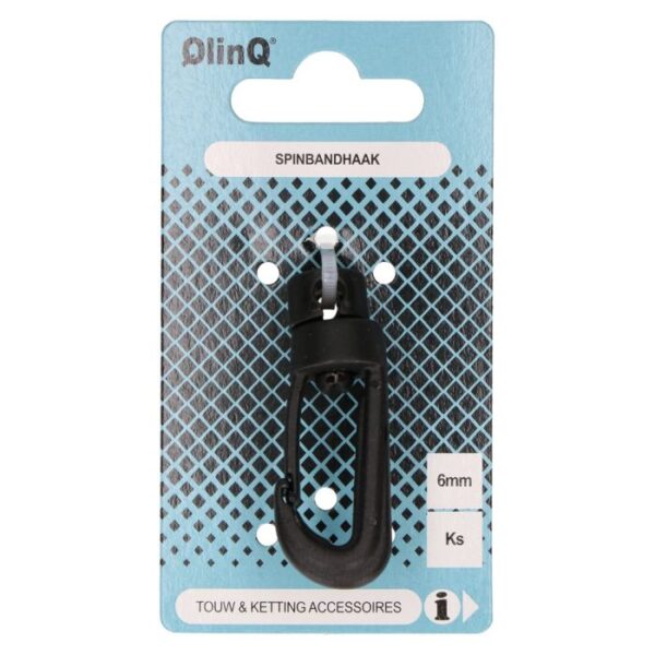 QlinQ spinbandhaak 6mm kunststof zwart