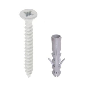 productafbeelding_54610_11.jpg QlinQ rail bevestigingsset schroef wit met plug; set van 20 stuks