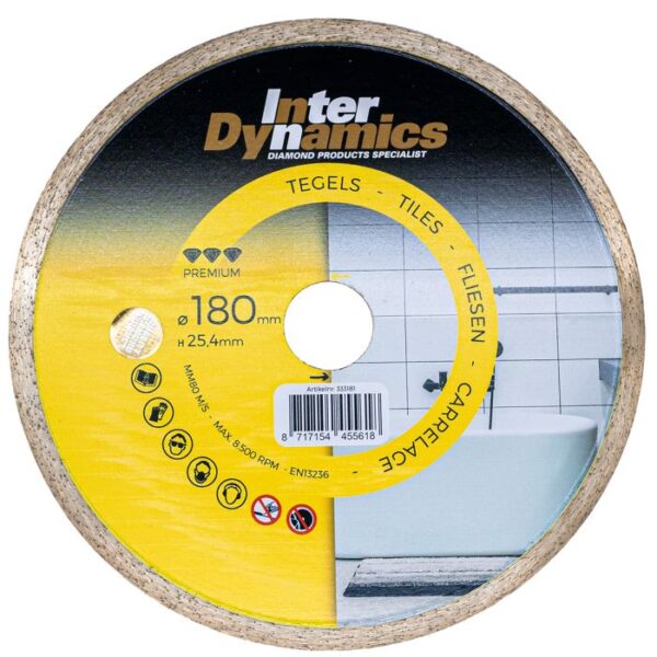 InterDynamics Tegel Premium diamantzaagblad 180mm, 25.4mm
