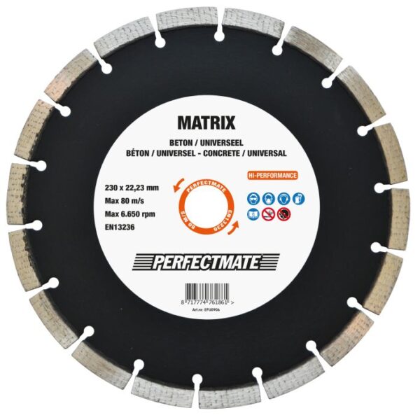 Perfectmate Matrix diamantzaagblad 230mm asgat 22.23mm